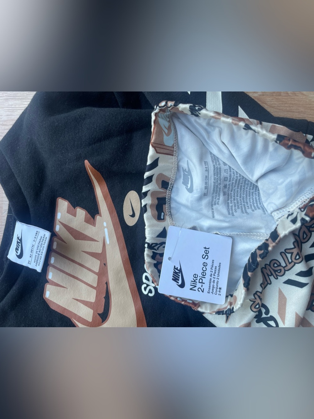 NWT Nike 3t Brown & Black Logo Two-Piece Set